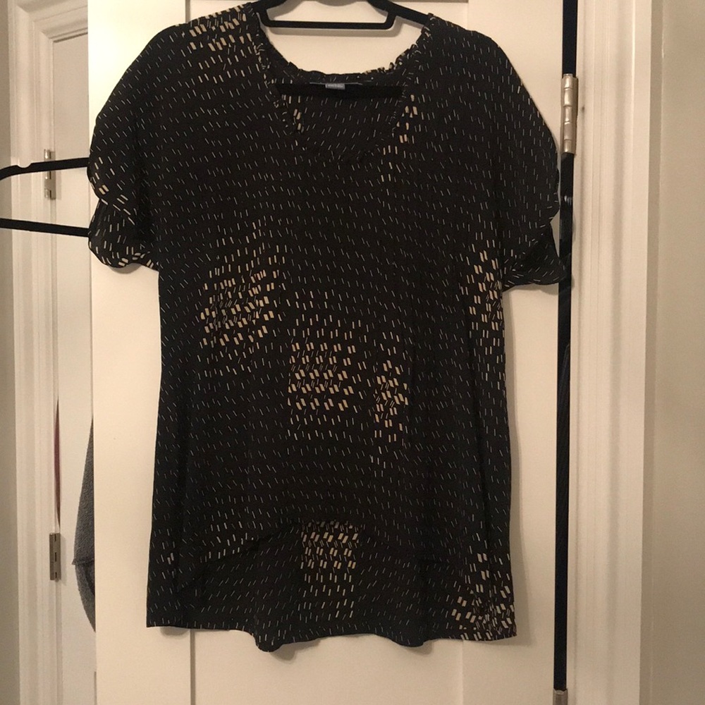 Anthropologie Black and Tan patterned top size 4